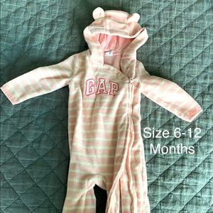 Baby Girl Hooded Fleece Jumpsuit